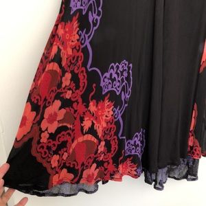 M Reversible Dragon Skirt Maxi Print Pattern Rayon? Vintage